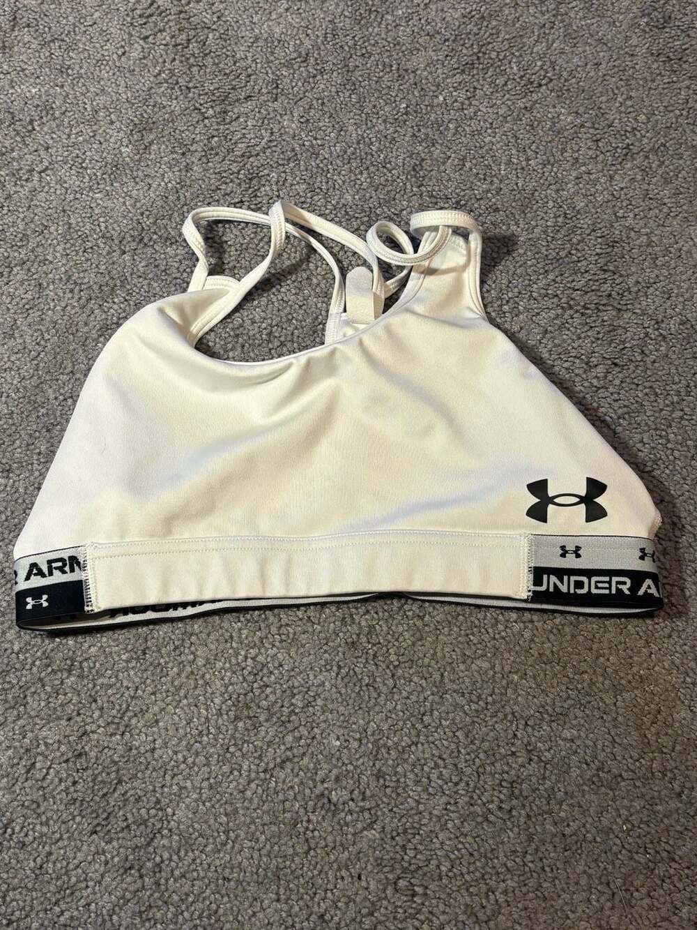 Girls Youth Large Under Armour White Sports Bra #2810